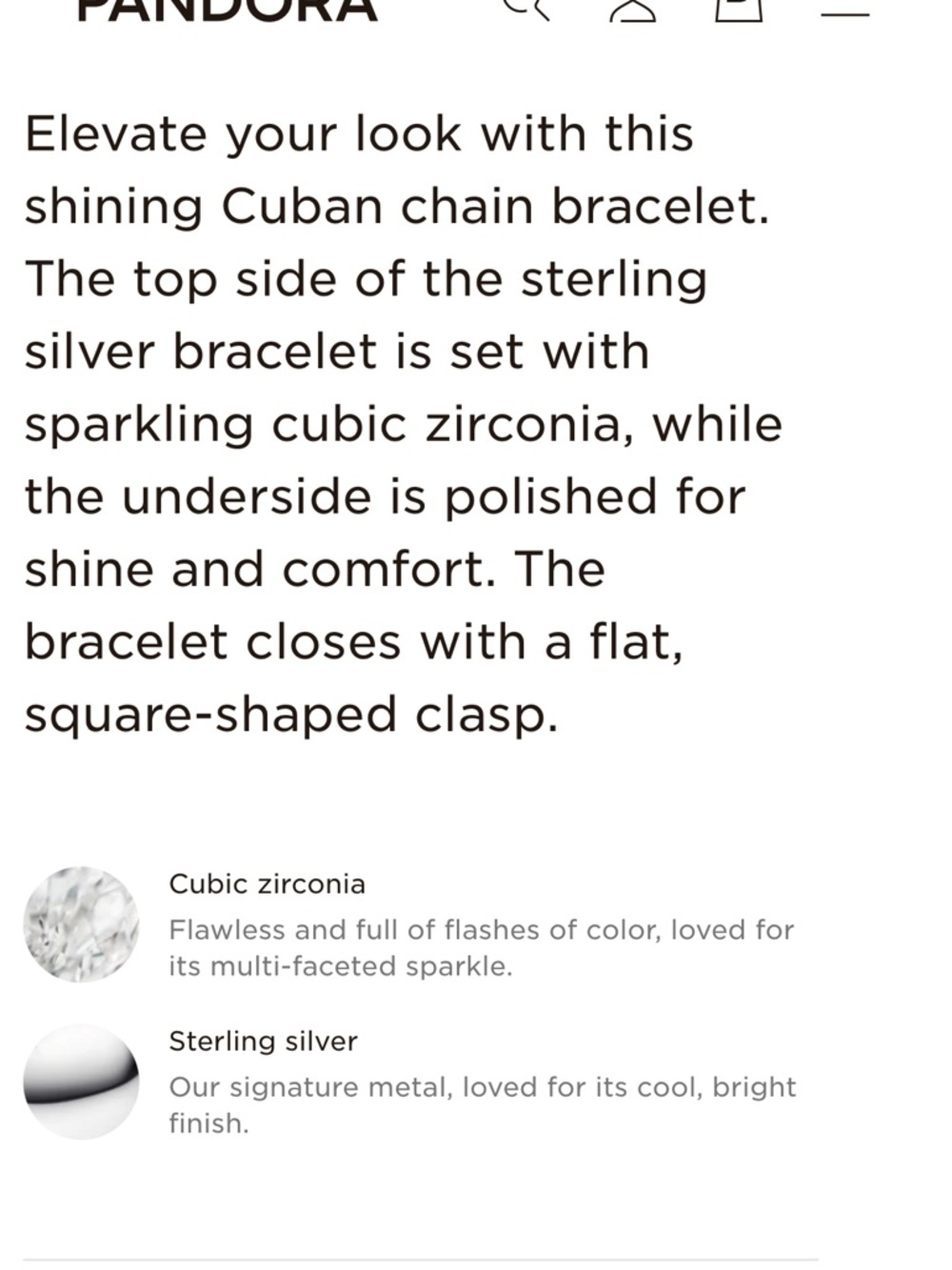 Pandora Sparkling Silver CZ Cuban Link Bracelet - Picture 5 of 12